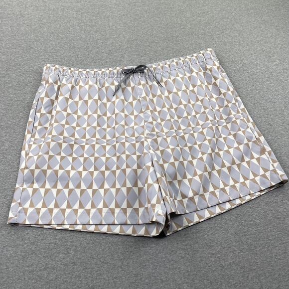 Open Edit Nordstrom Mens XL Recycled Volley Swim Trunks 4" Purple Diamond Grid - Picture 2 of 16